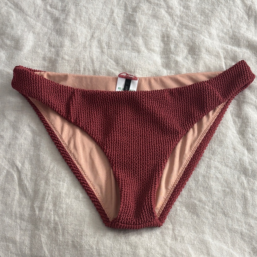 Red Textured Bikini Bottom
